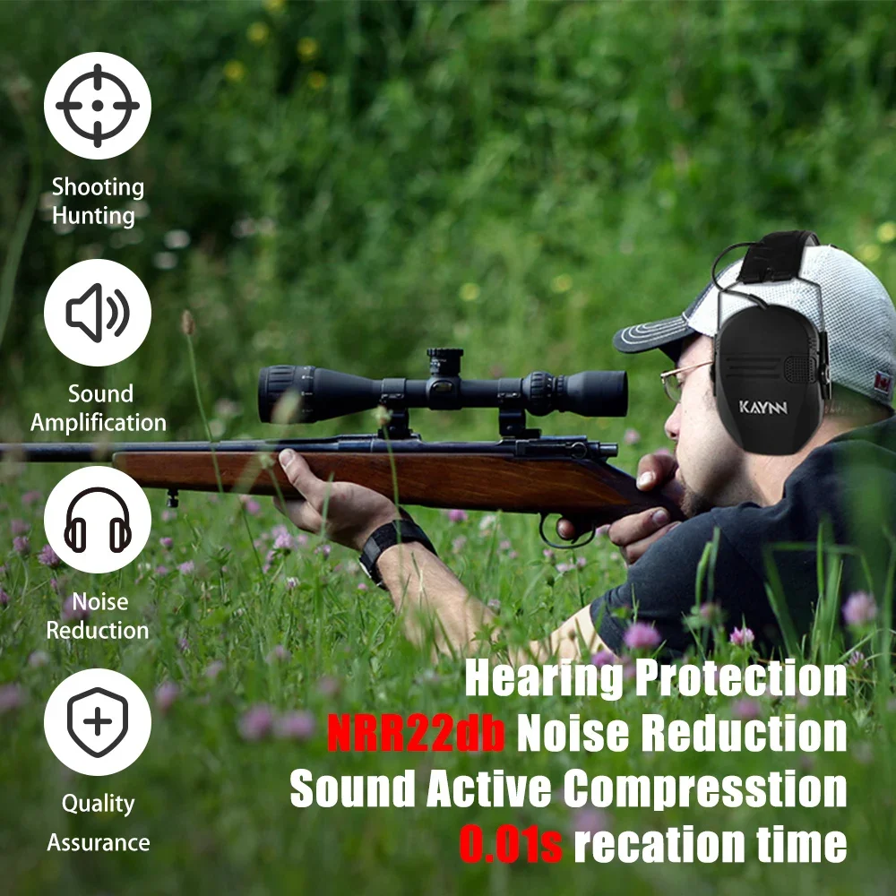 Electronic Hearing Protection Tactical Headsets, Anti-noise Hunting Silicone Earmuffs, Shooting Ear Protective for Sports