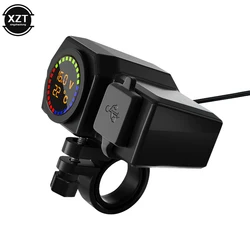 Motorcycle 3.4A Adapter Power Supply Dual USB Port Cigarette Lighter Socket Motorcycle Handlebar Phone Charger Digital Display