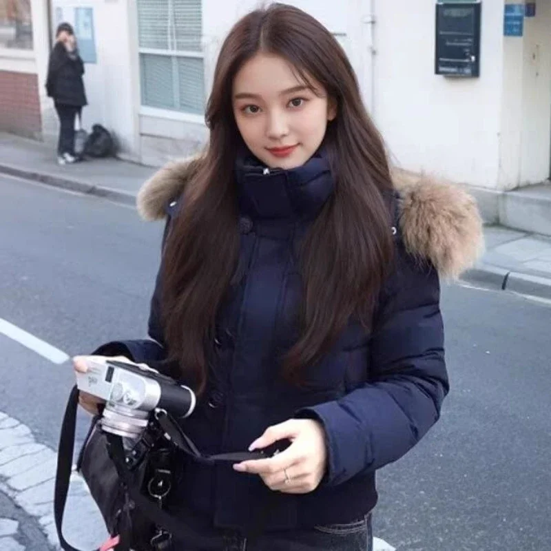 معطف قطني بقلنسوة مكتنزة سترة شتوية سميكة فضفاضة للنساء الصغيرات 2025 وصول جديد #6