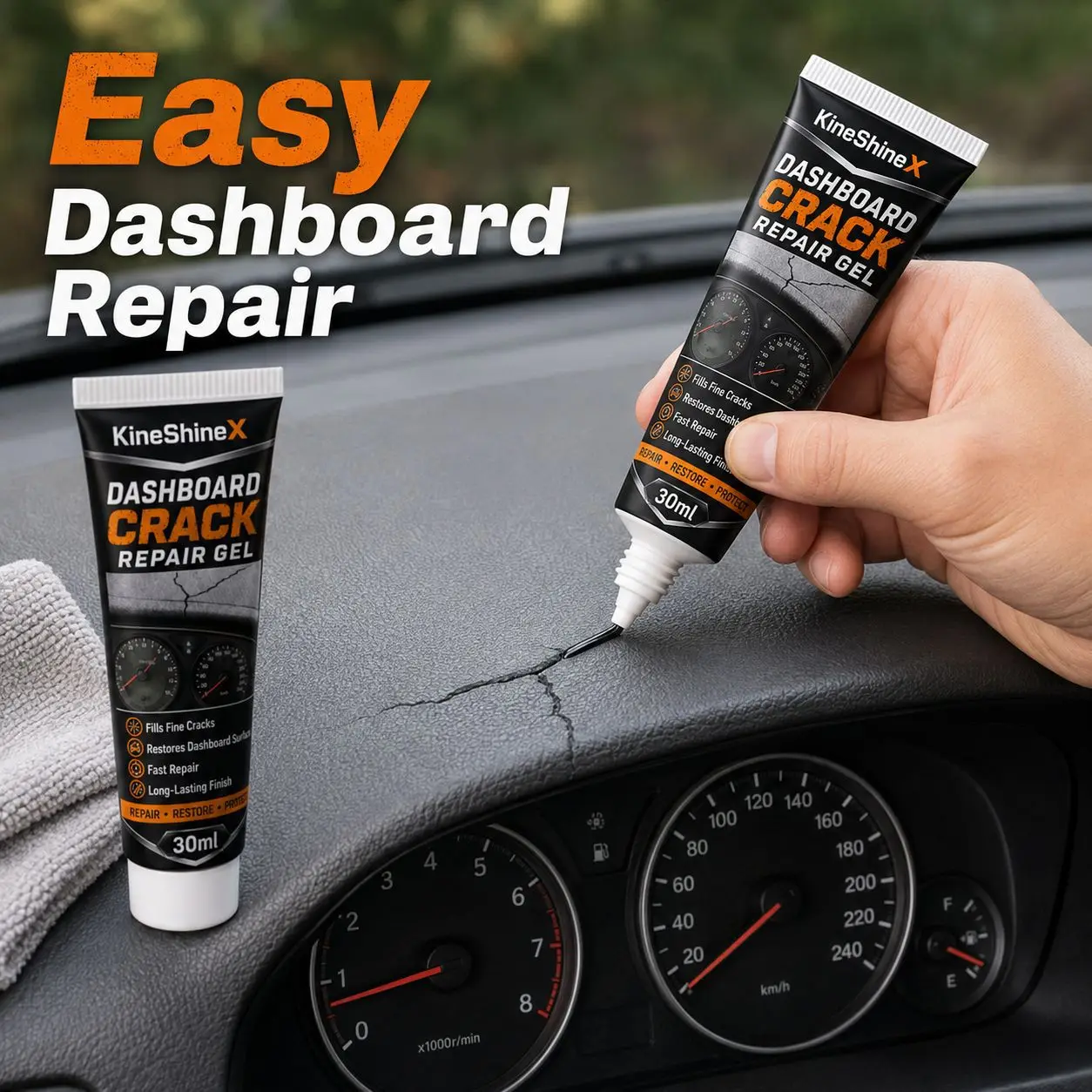Dashboard Crack Repair Gel 60ml, 2026 New Car Leather Plastic Filler Fast Restore Console Instrument Panel Scratch Fix Tool