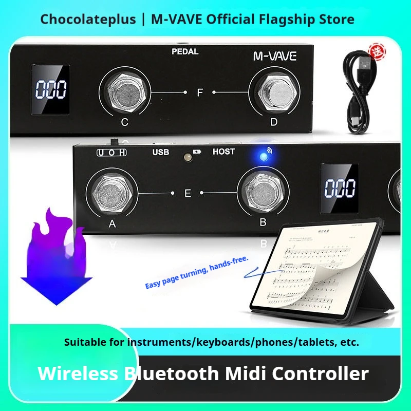 M-Vave Chocolate Plus Wireless Bluetooth Midi Foot Controller Pedal Effect Processor For Electric Guitar Keyboard Mobile Tablet