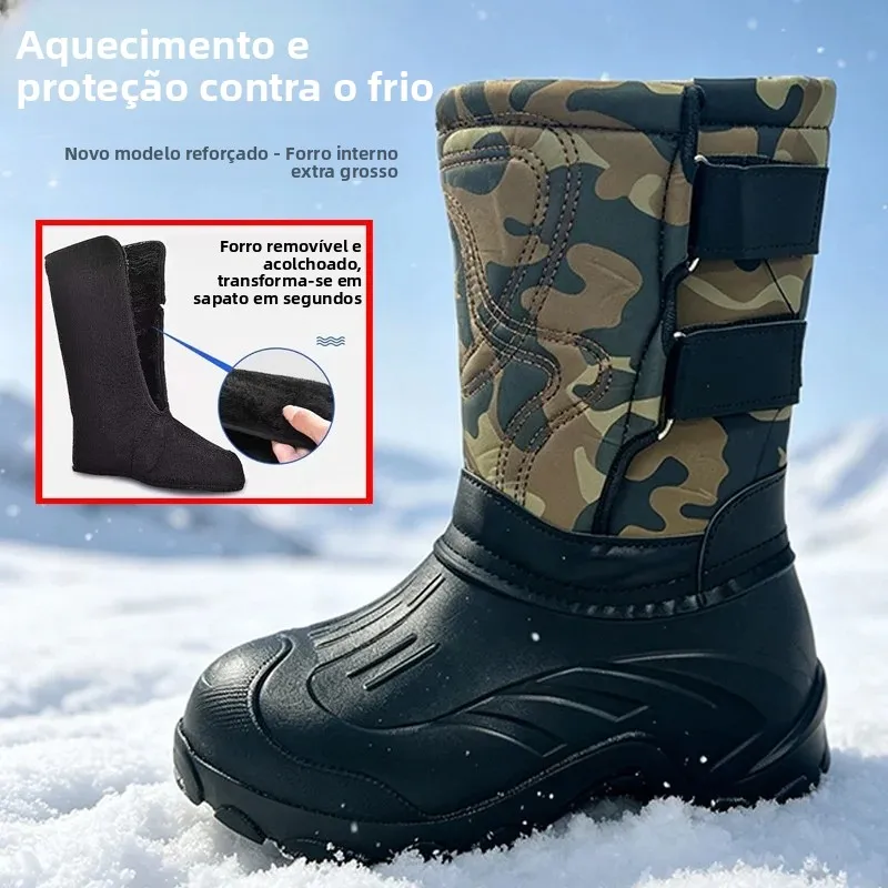 winter-outdoor-snow-boots-mid-calf-waterproof-non-slip-thickened-fleece-fishing-men's-shoes-warm-comfortable-breathable