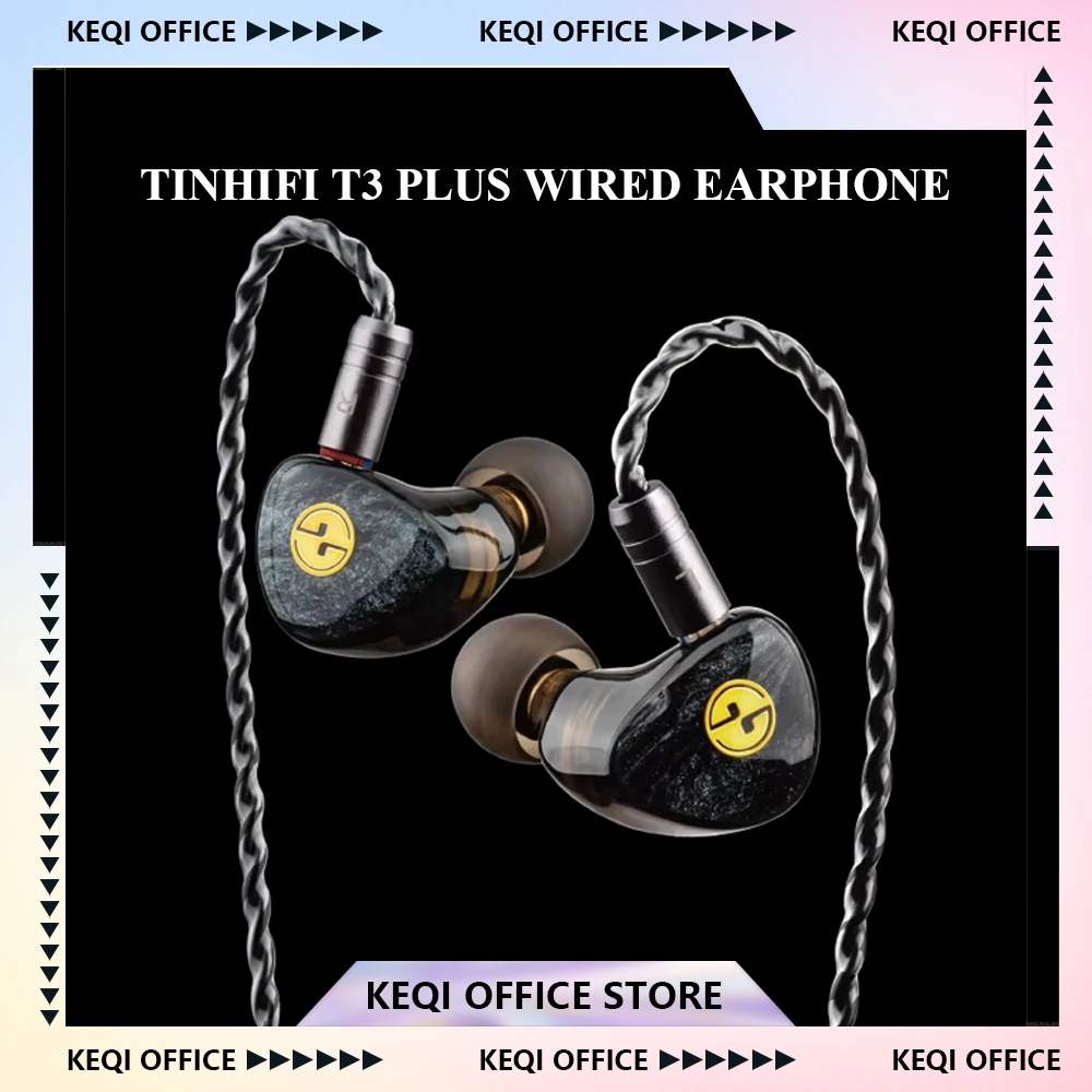 TINHIFI T3 PLUS Wired Earphone Best in Ear HIFI 3D Printed 10MM LCP Dynamic Driver Monitor with 2PIN Detachable Audio Cable Gift