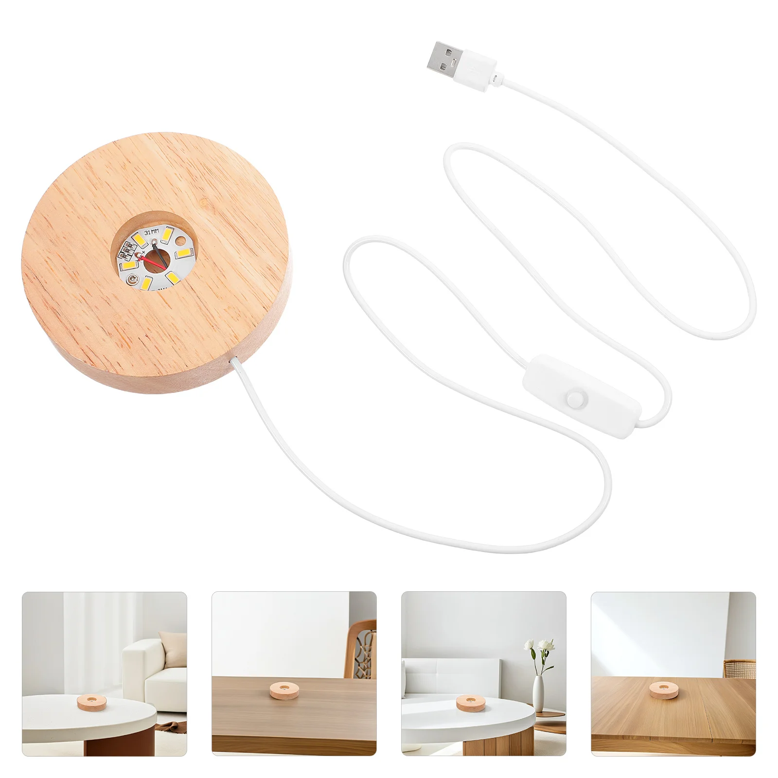 

Wooden Snow Globe Lamp Base Thick Wide Lighted Display Stand Crystal Ball Diy Home Decoration Light Night Lamp Wood Led Light