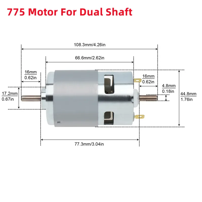 775 DC Motor 12V 24V 3000RPM-12000RPM Large Torque Micro Electric Motor for Drill Screwdriver Circular/D-Shaft/Dual Shaft