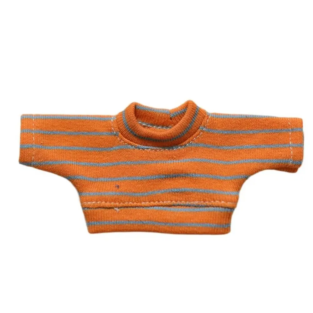 Cotton Doll Clothes Undershirt Stripe Hoodie Plush Doll Clothes 15cm Solid Color Sweater No Attributes Doll Clothes DIY Dress Up