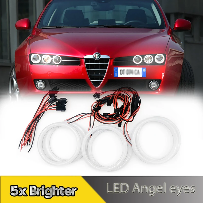 6Pcs For Alfa Romeo Brera Spider 159 05-2011 LED Angel eyes Kit Halo Rings Cotton Light DRL Daytime Running Lamp Car Accessories