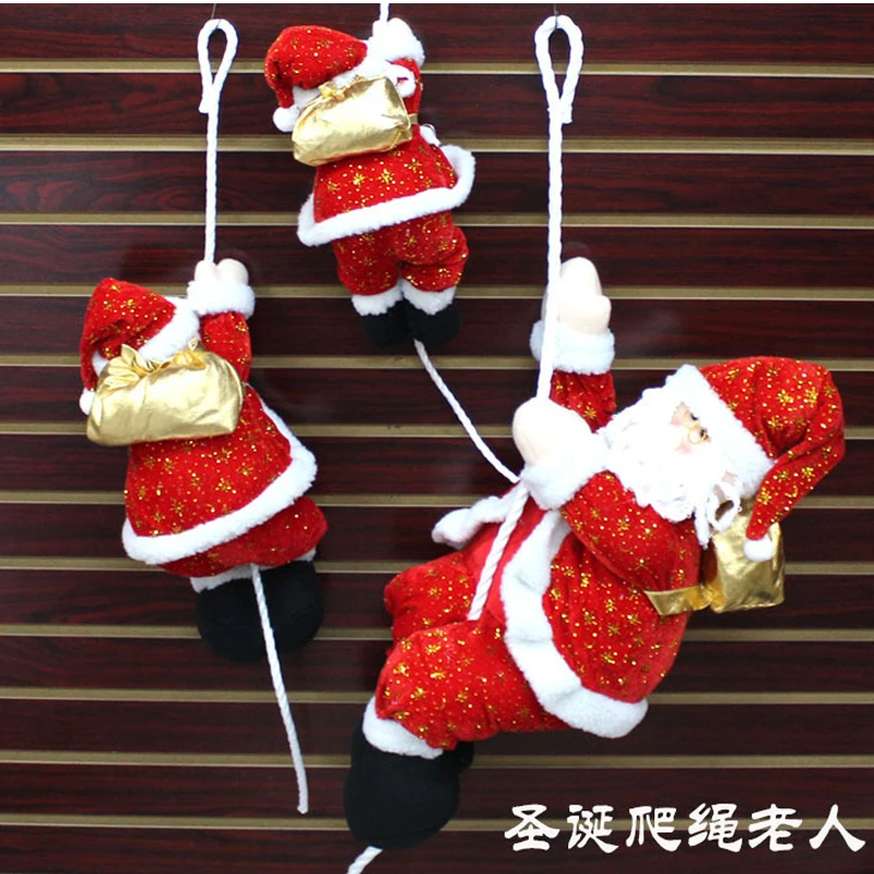 Climbing Rope Santa Claus Plush Doll, Christmas Toy Gift, Fireplace Decoration, Christmas Home Decor, Holiday Ornament