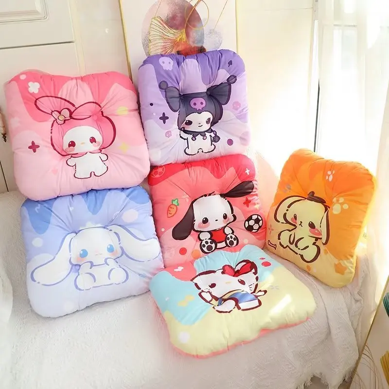 Sanrio High Qulity Cushion Hello Kitty Kuromi Melody Square Backrest Pillow Home Office Chair Protective Mat Seat Pad Chair Mat