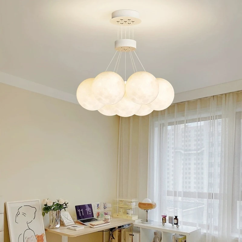 White Acrylic Ball Chandelier Living Room Dining Room Pendant Lamp 7/13/19 Heads G9 Bulb White Metal 110-220V