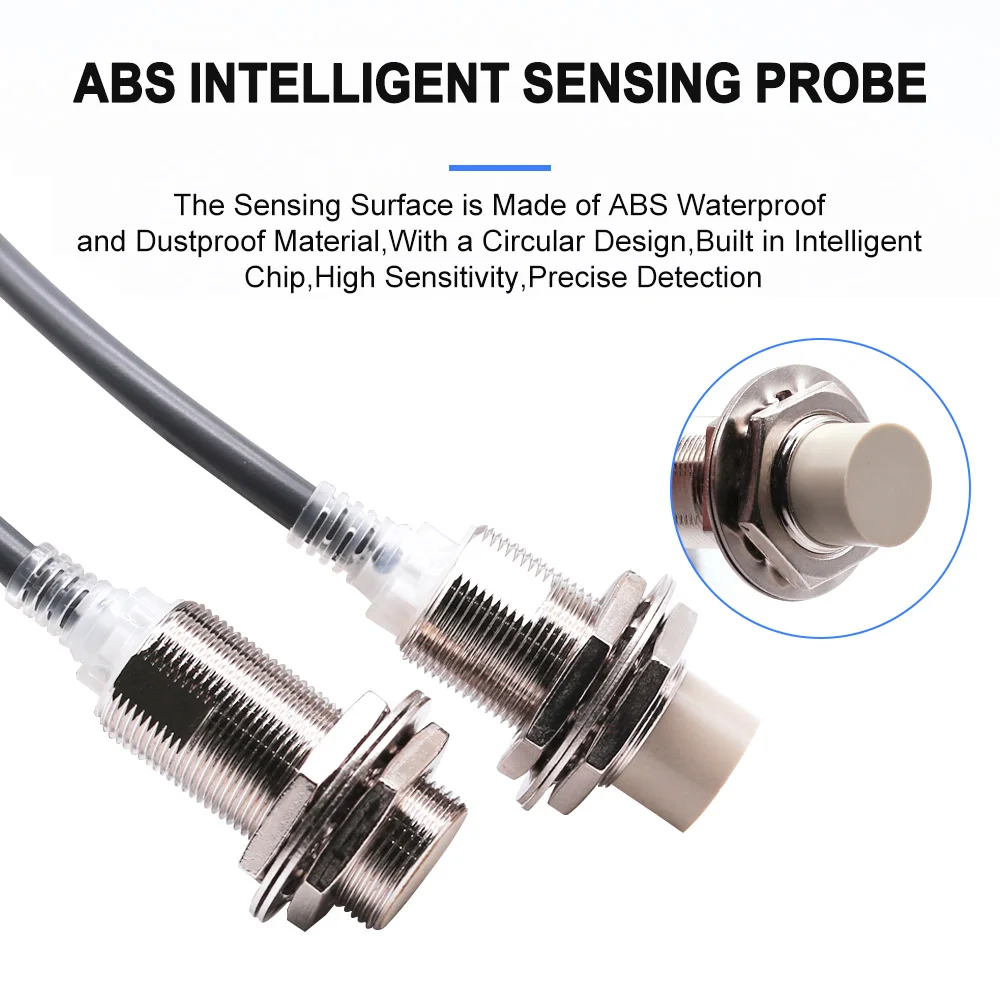 AUCHTEL E2E Series M18 Metal Induction Sensor Proximity Switch E2E-X5E1 X10ME1 NPN/PNP 5-10mm Sensing Distance 2m Cable Length