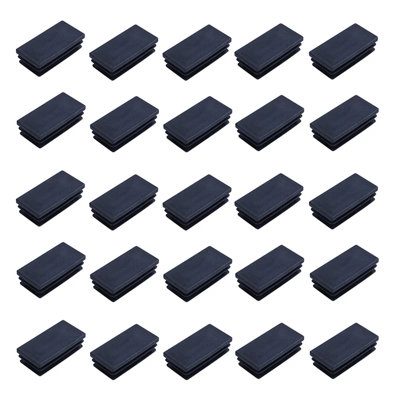 

A56P-Plastic Rectangle Blanking End Tube Caps Inserts 25X50mm 600Pcs Black