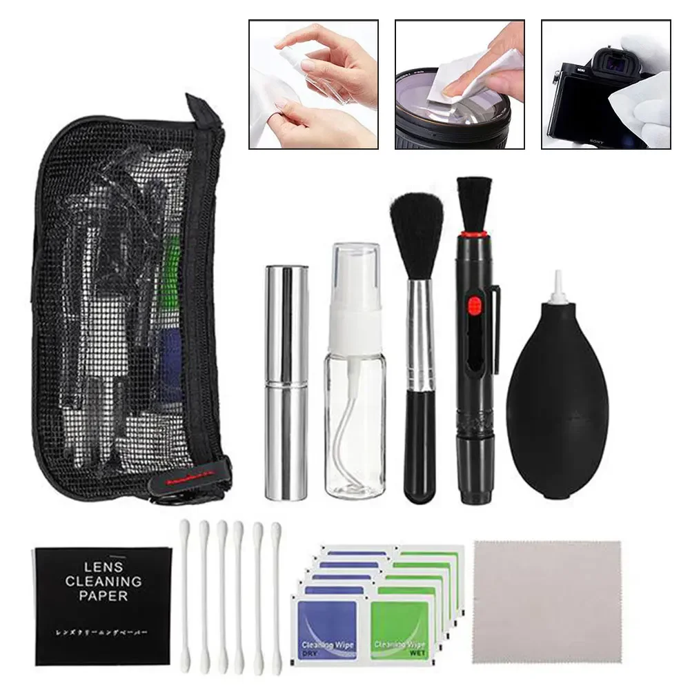 Camera Lens Cleaning Kit Professional Scratch Free Electronics Cleaning Tool Set with Air Blower Cleaning Brush Wipes Tweezers