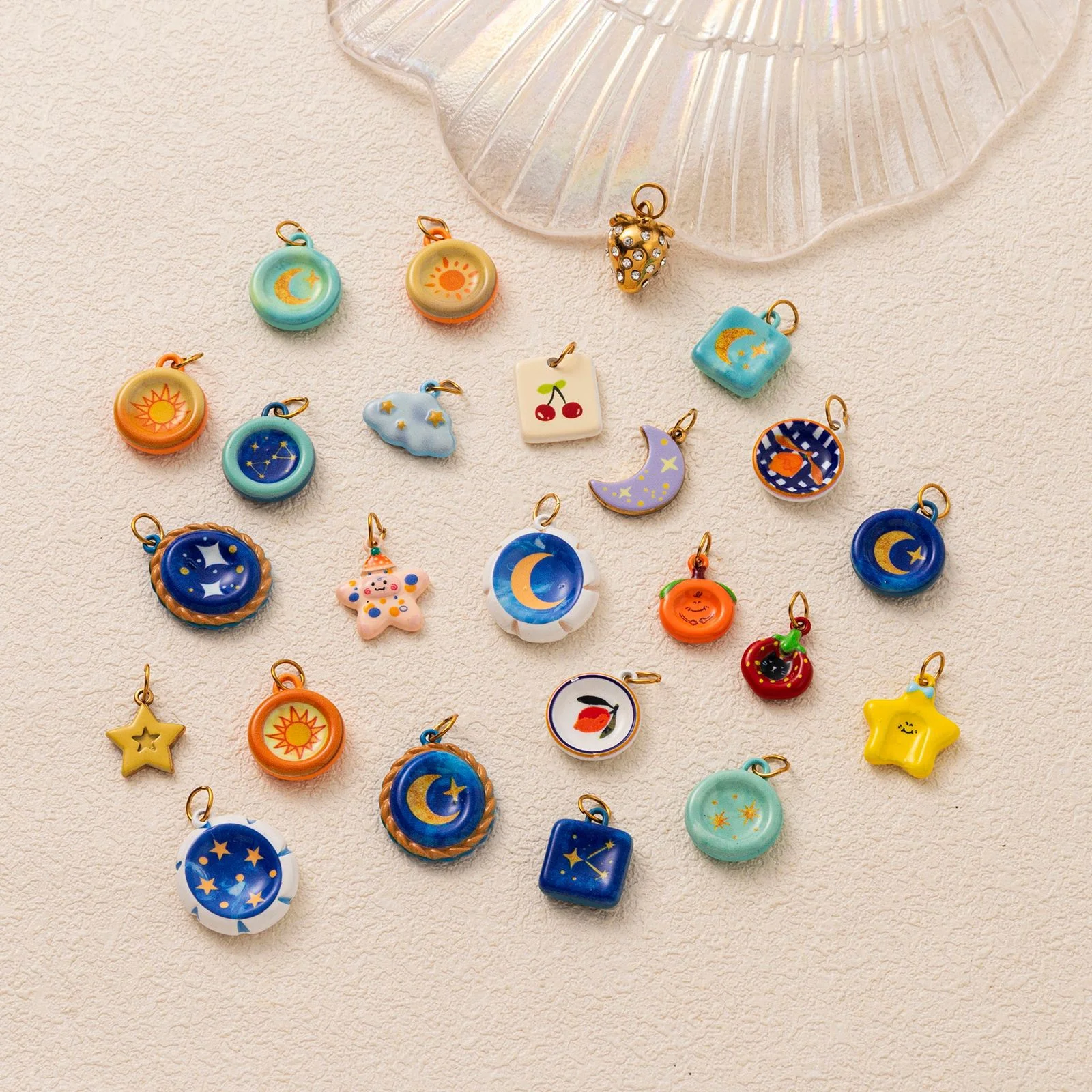 Cute Animal Starry Sky Pendant Star Moon Cat Charm DIY Jewelry Making for Necklace Bracelet Stainless Steel Women Accessories