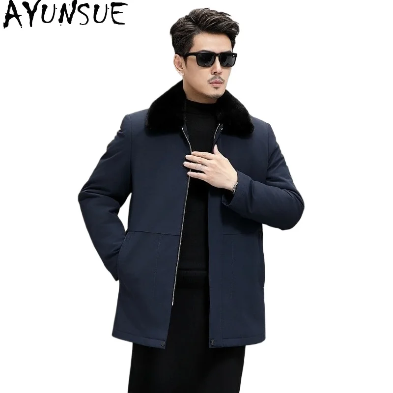 

Мужская зимняя куртка AYUNSUE класса люкс с натуральным мехом, съемной подкладкой из меха норки, высококачественная теплая парка из натурального меха, Chaqueta