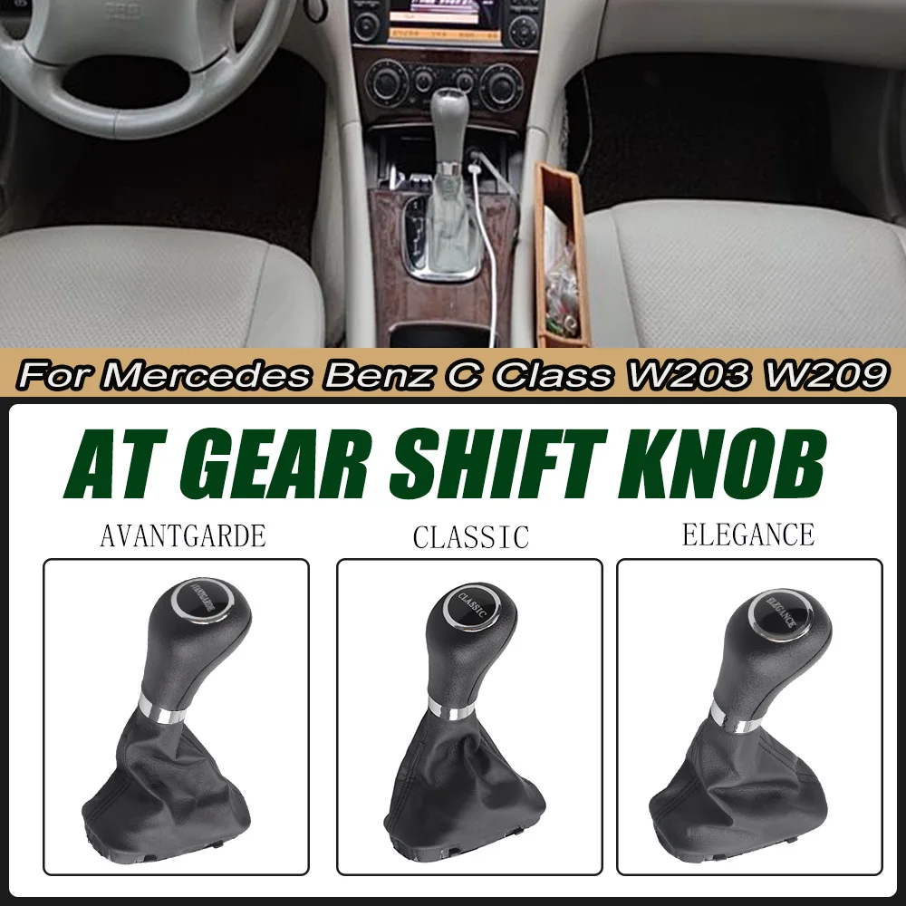 Automatic AT Gear Shift Knob With Leather Boot For Mercedes Benz C Class W203 W209