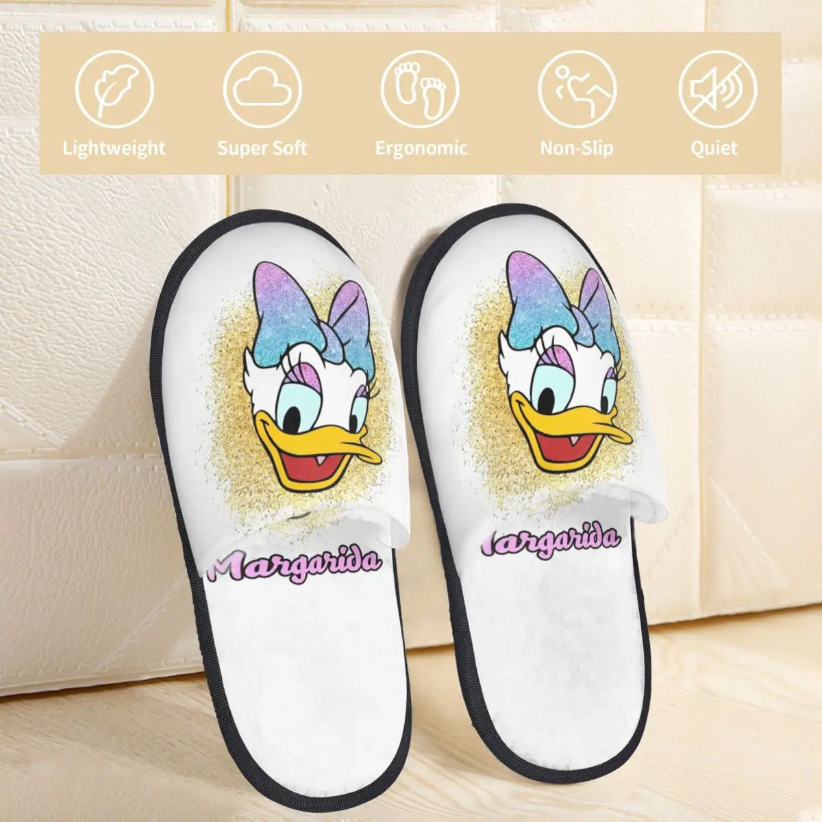 Disney Mickey Mouse Daisy Bedroom Slippers with Memory Foam Slipper Gift for Unisex House Shoes with Anti-Skid Sole