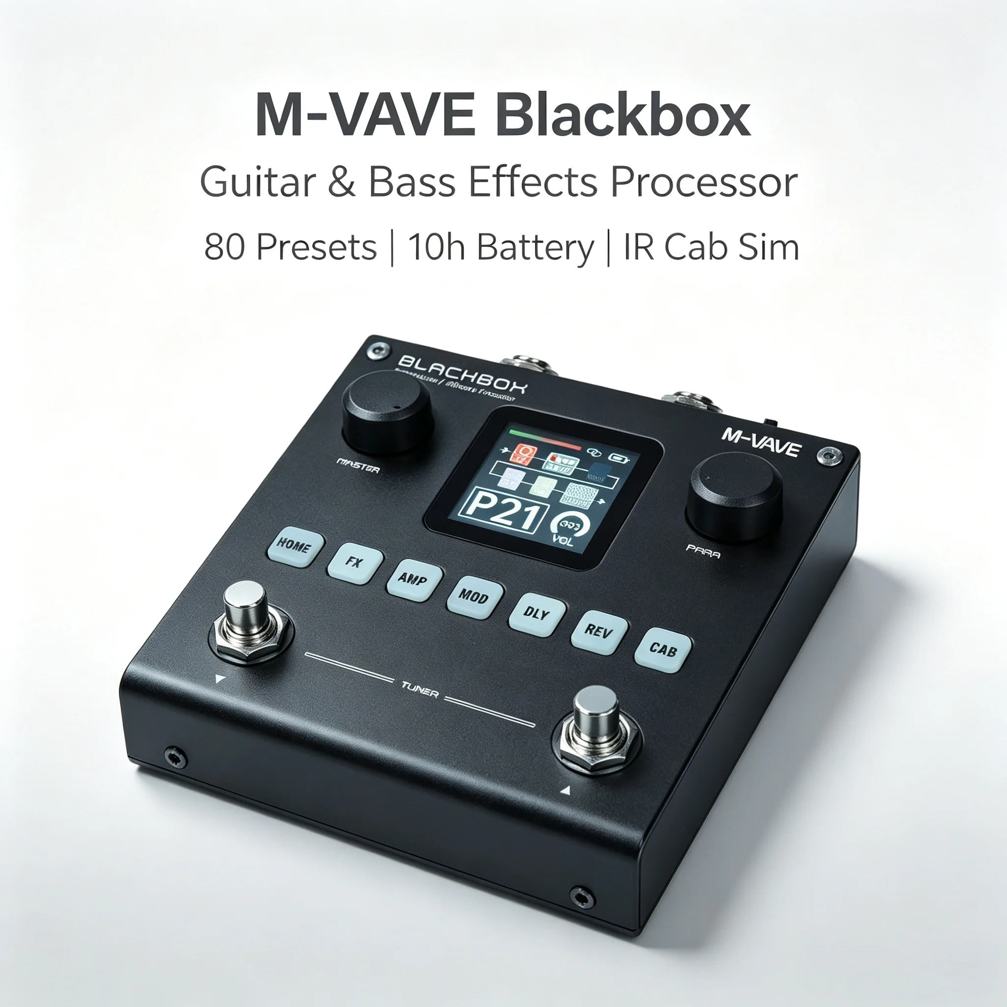 M-VAVE Guitar Bass Blackbox  Amp Modeler Multi-Effects Processor Pedal for Electric Guitar Bass, Rechargeable Bluetooth IR