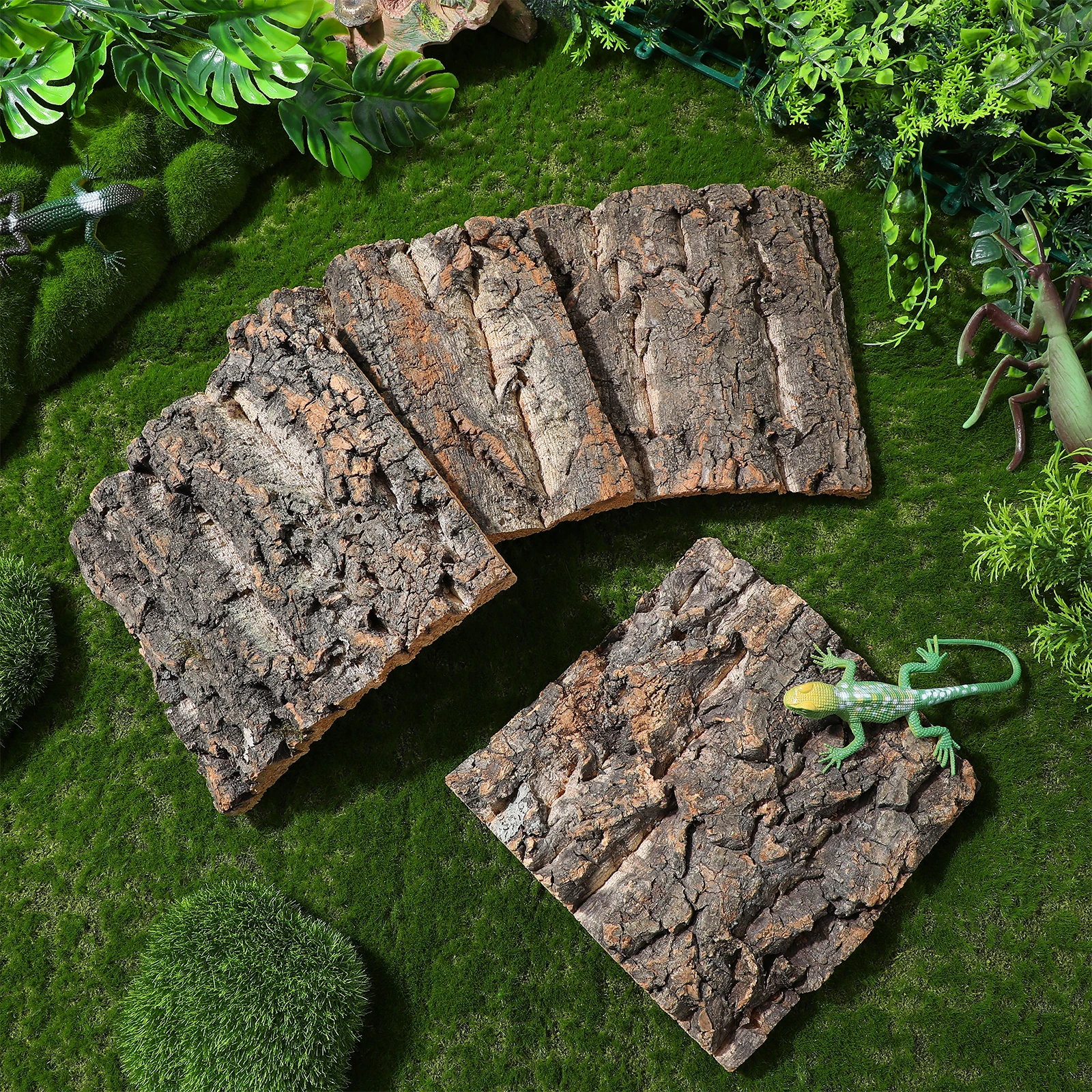 

4 pcs Cork Bark Flats Aquarium Decor Reptile Tank Background Lizard Gecko Bearded Dragon Climbing Wall Terrarium Habitat