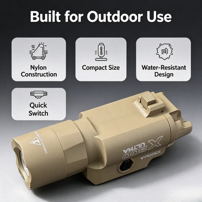 Mini X300U-A Rail LED Torch Bright Output Hand Illumination Light Waterproof Design for Outdoor Hiking Evening Stroll