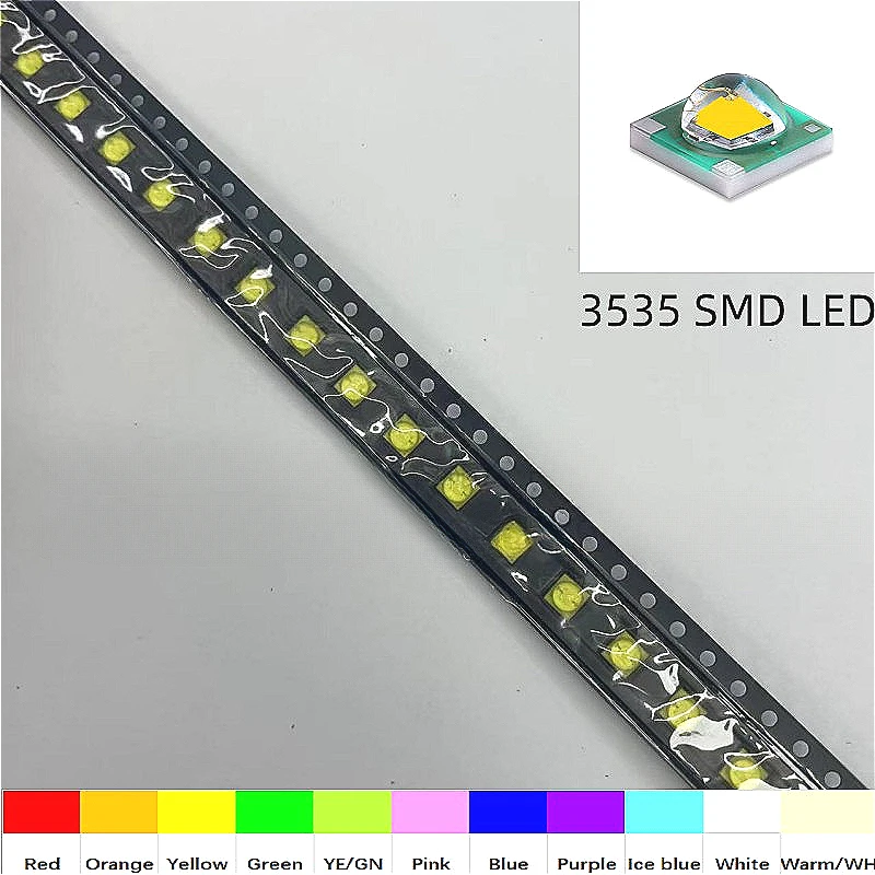 5PCS 3535 LED 1-3W ceramic light bead CREE high power strong light  Red Orange Yellow Green Pink Blue UV Purple Ice blue  white