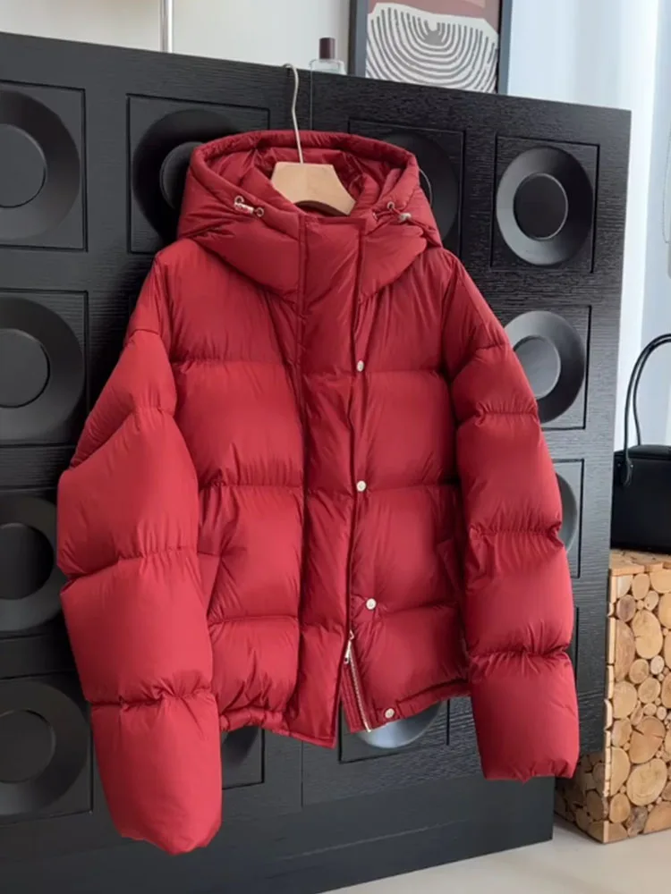 ファイオナブルレッドまたはパファージャケット レディース冬用アウター ブレッドスレ 韓国版 ティエンデッド ダウンコート ジッパー開閉