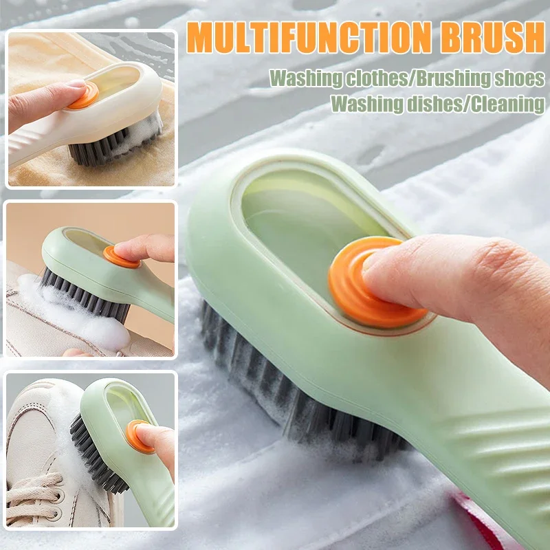 

Multifunction Cleaning Shoe Brush Automatic Soap Liquid Adding Brush Soft-bristled Long Handle Clothes Brush Home Cleaning Tool