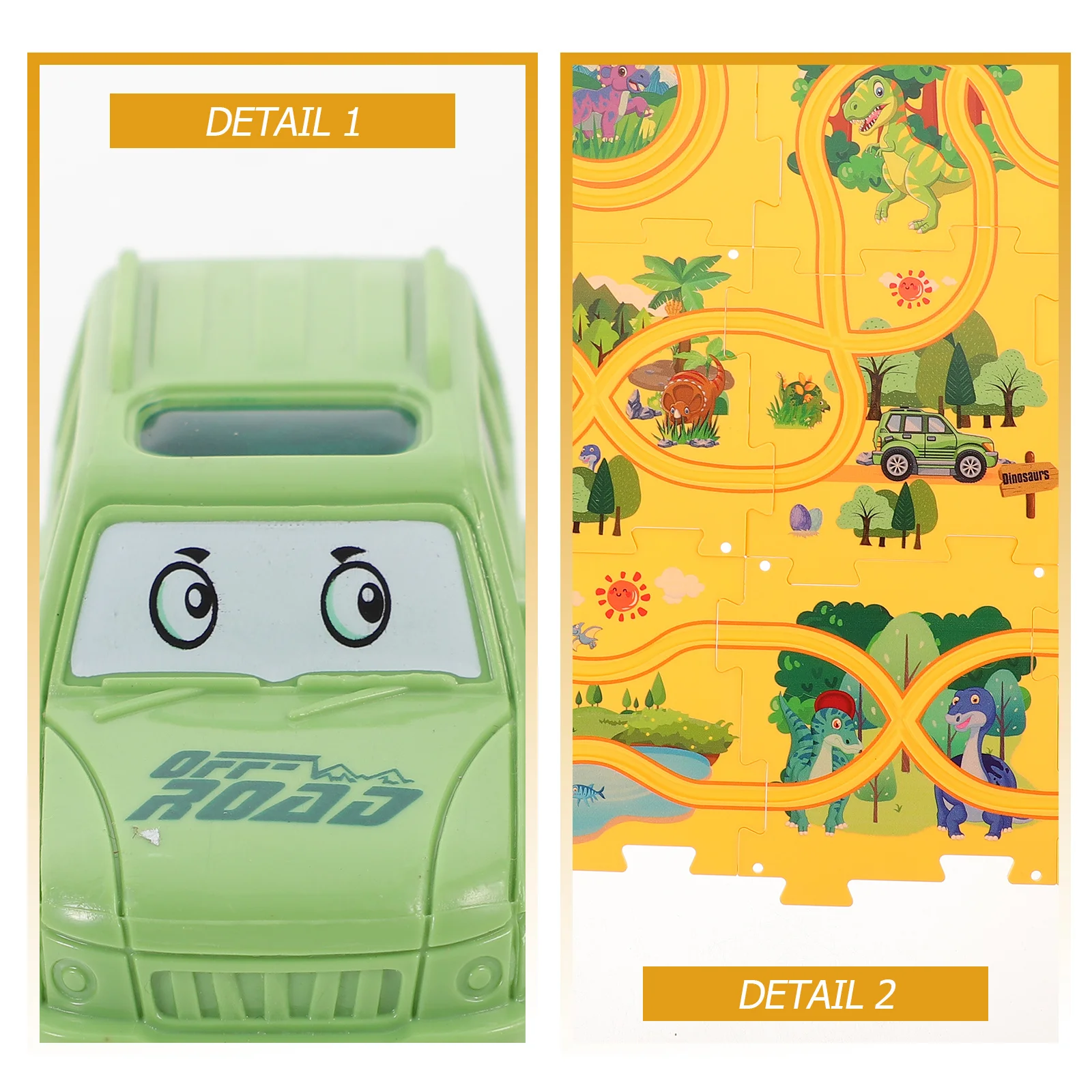 

1Set Kids Puzzle Track Car Playset Dinosaur Theme Educational Assembly Game Montessori Learning Activity for Toddlers