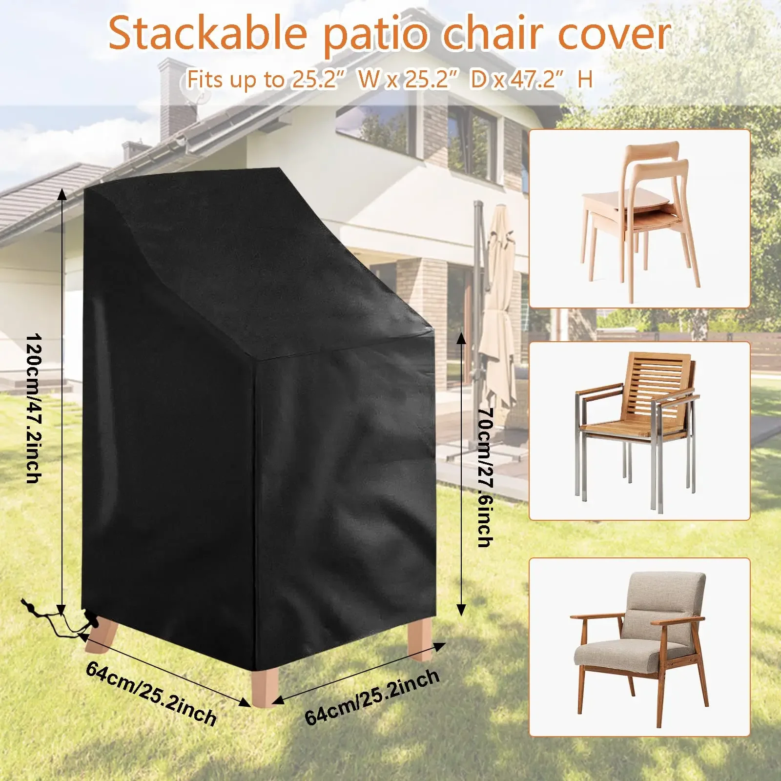 1PC Stacked Chair Dust Cover Outdoor Garden Patio Furniture Protector High Quality Waterproof Dustproof Chair Organizer