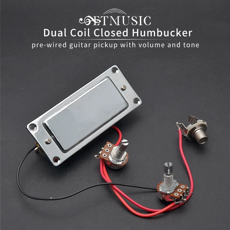 

Dual Coil Closed Humbucker Pre-Wired Guitar Pickup with Volume and Tone 92*37.5mm Chrome