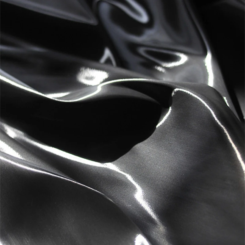 100x142cm Shiny Silk Satin Fabric Reflective Liquid Metal Gloss Crafts Dress Designer Fabric Charcoal Gray Sewing Accessories