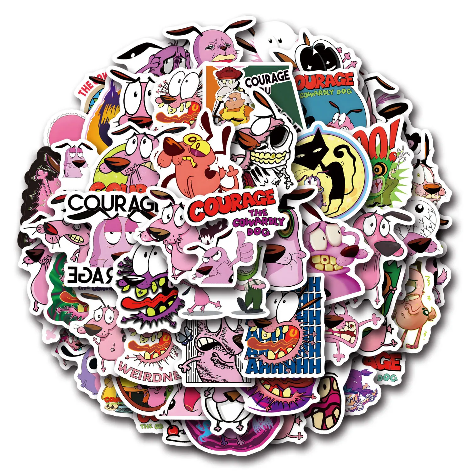 10/30/55PCS COURAGE The Cowardly Dog Cartoon Series Sticker Decals Toys DIY Suitcase Skateboard Phone Luggage Bike Sticker Gift