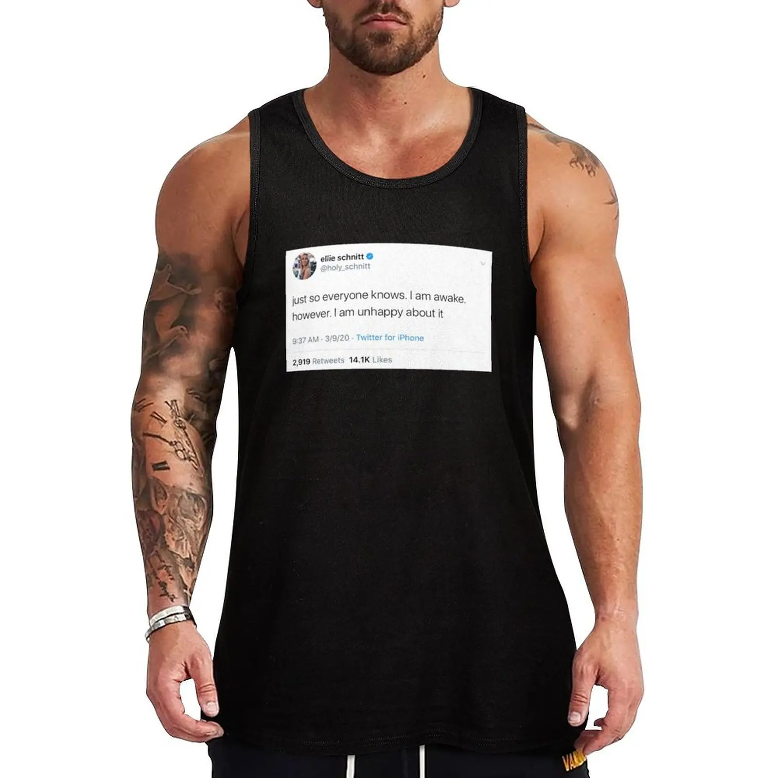 Funny tweet Tank Top Gym T-shirts for men bodybuilding t shirt Gym man Men's gym clothing