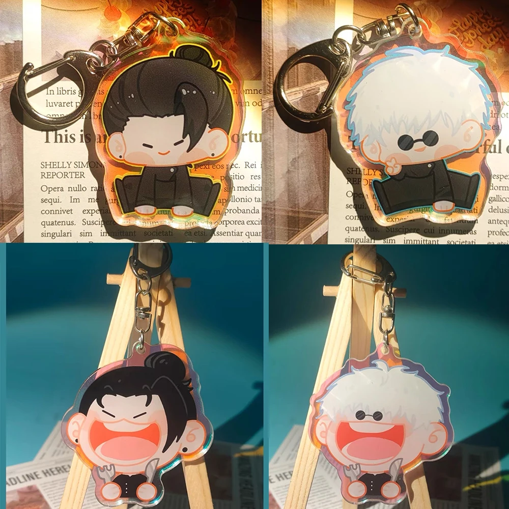 2Pcs/Set Jujutsu Kaisen Acrylic Keychain Satoru Gojo Geto Suguru Key Chain Anime Keyring Backpack Pendant Cosplay Props