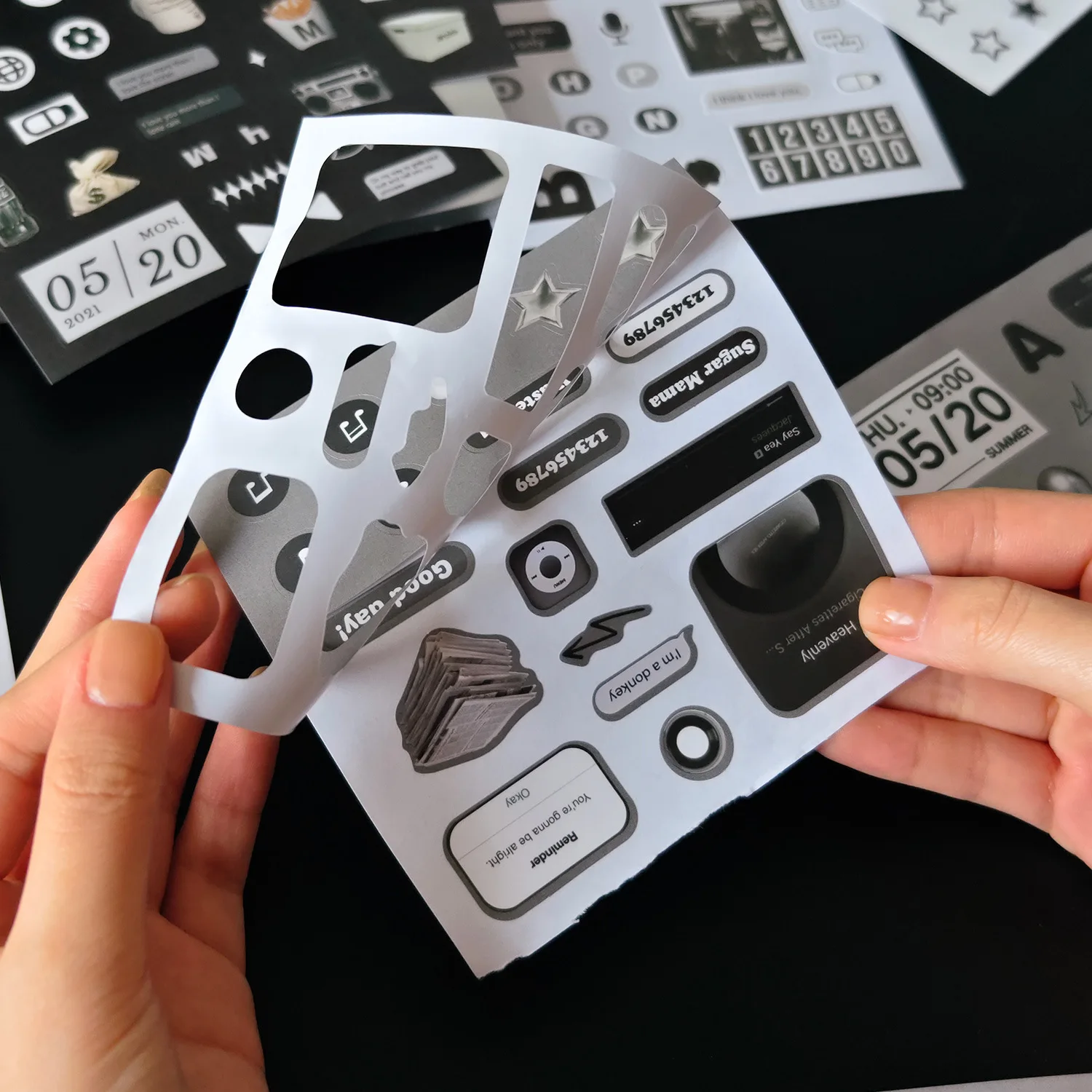 15 books Cut Film Sticker Book Mini Sticker Daily Quote Series Deco English No-Cut Handbook DIY Decorative Material Sticker