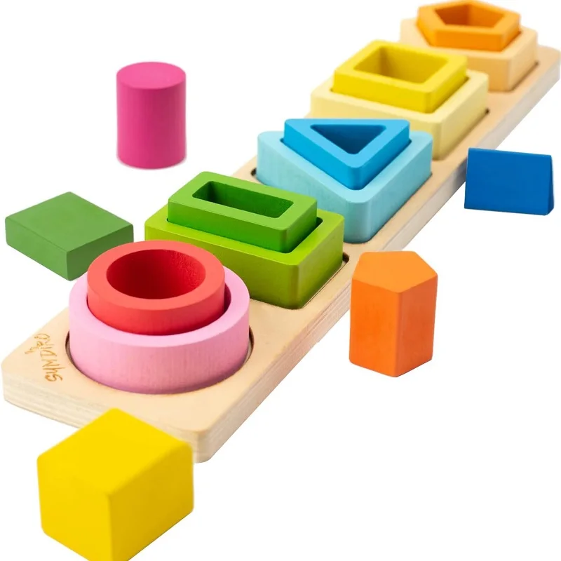 Montessori Toys Children's Wooden Category Stack Toy Education Color Shape Classification Puzzle Toys