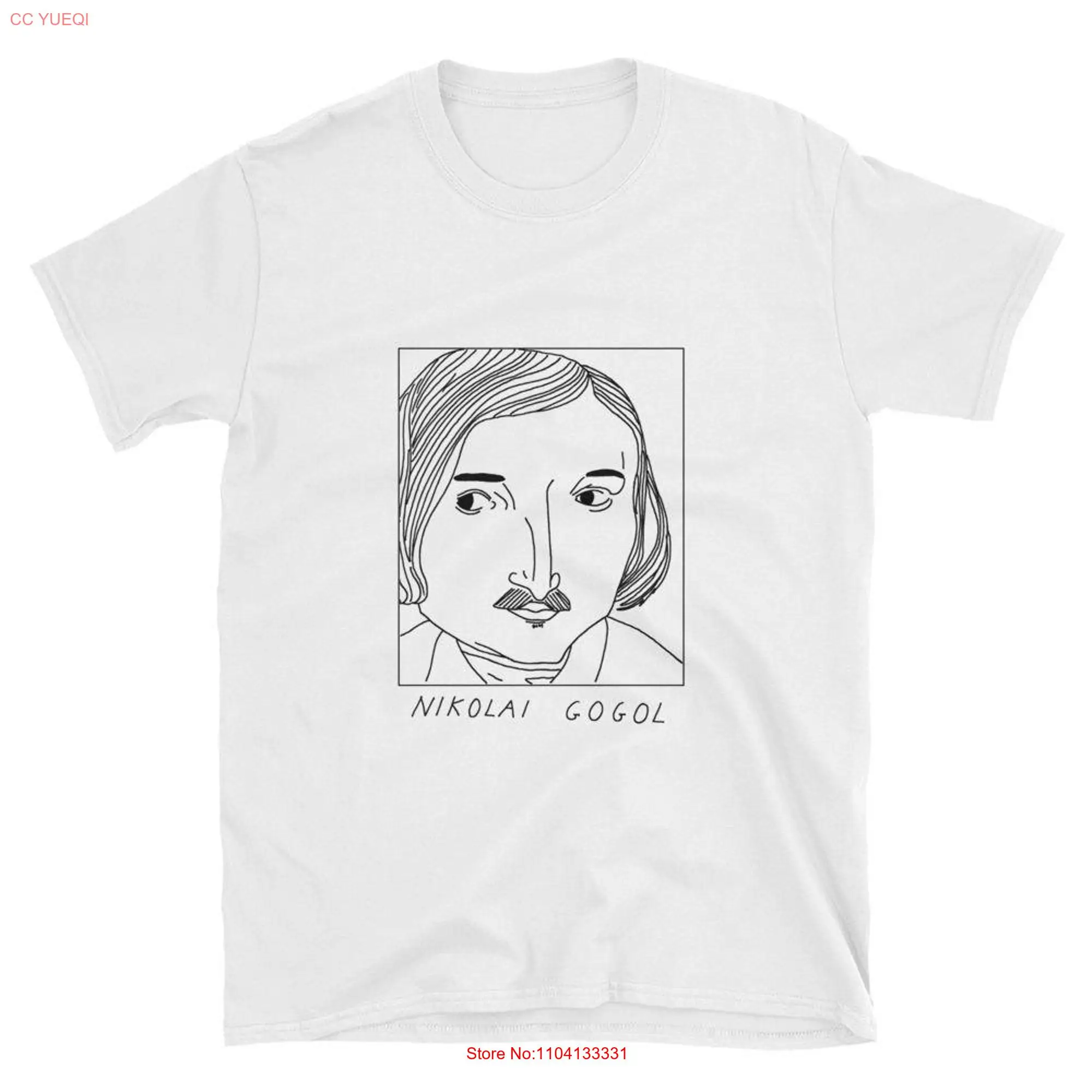 Badly Drawn Authors Nikolai Gogol T Shirt FREE Worldwide Delivery long or short sleeves