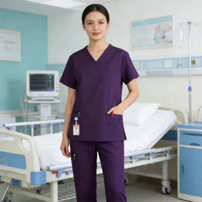 

Womens Soft Breathable Scrub Set - Maternity Pediatric Nurse Isolation Gown