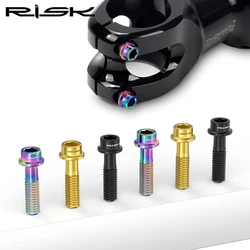 RISK 2PCS M5*18mm Bike Stem Handlebar Fixing Titanium Ti Bolts Fixed Screws Hollow Lightweight for MTB Bicycle Seat Post Clamp