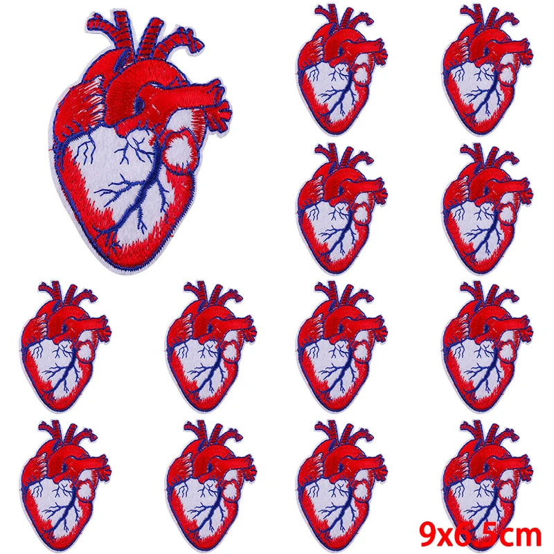 10 pcs/lot Wholesale Heart/Skull Patch Iron On Patches For Clothing Thermoadhesive Patches On Clothes Sewing embroidery Patch