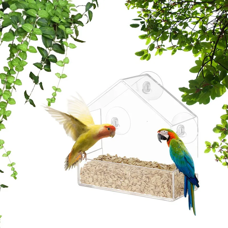 

Bird Feeder Acrylic Transparent Window Bird Feeder Tray Bird House Pet Feeder Suction Cup Installation House Type Feeder