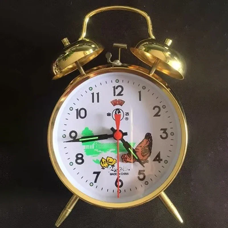 Mechanical Alarm Clock Bedside Table Silent Gold Clocks Vintage Metal Bedroom Children Tabletop Antiques Luxury Home Decor