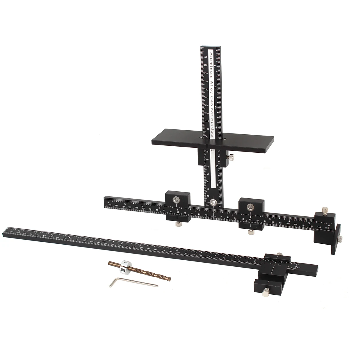 Adjustable Cabinet Hardware Jig Tool Aluminum Alloy Jig for Easy Installation of Handles and Knobs on Doors and Drawers with bit