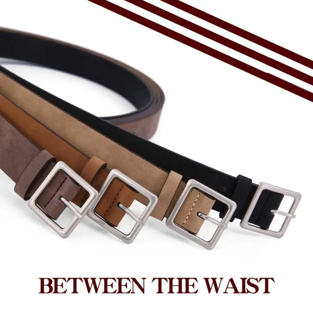 

Fashion Square Pin buckle Suede Leather Belt Casual Retro Business Waist Belt Luxury Design Waistband For Women