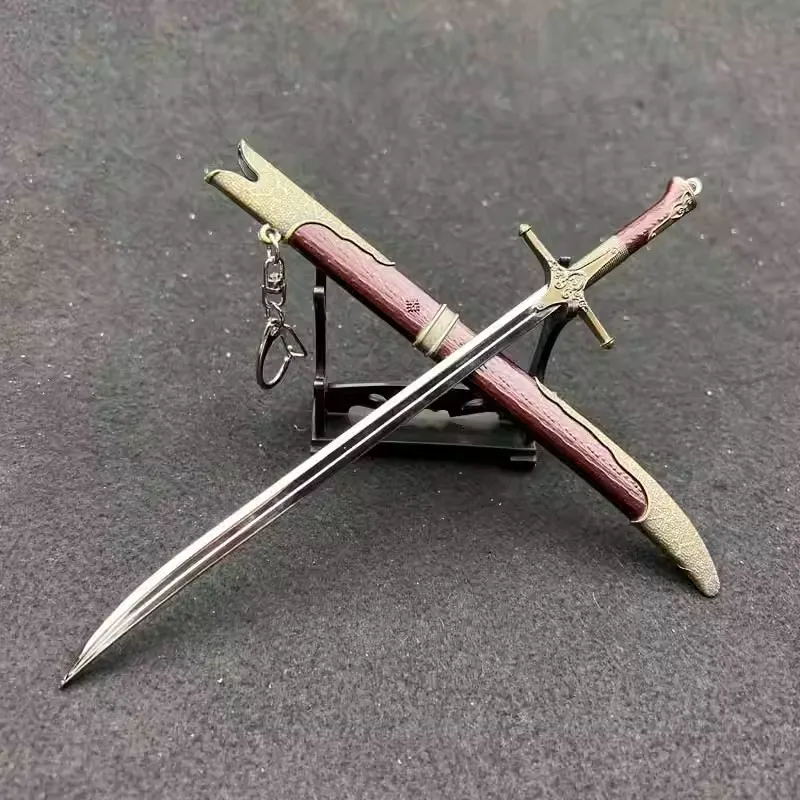 Épée Iris longue médiévale, surdose sauvage, modèle d'arme de films, modèles de katana de samouraï périphérique, porte-clés, ornement, jouet artisanal, 22cm