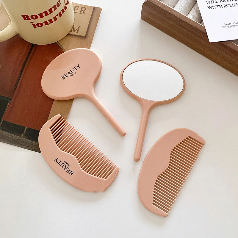 Beauty Cosmetic Mini Hand Held Mirror Comb Set Convenient Vintage Acetate Comb Makeup Mirror For Women Girls