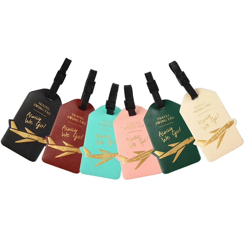 Women Men Label Suitcase Tags ID Address Holder Baggage Boarding Travel Accessories Creative Aircraft PU Leather Luggage Tags