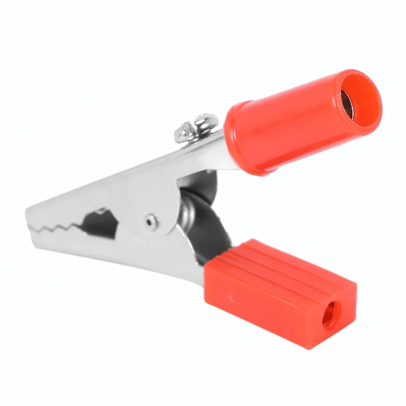 A64K 40 Pcs 50Mm Plastic Handle Test Probe Metal Alligator Clips