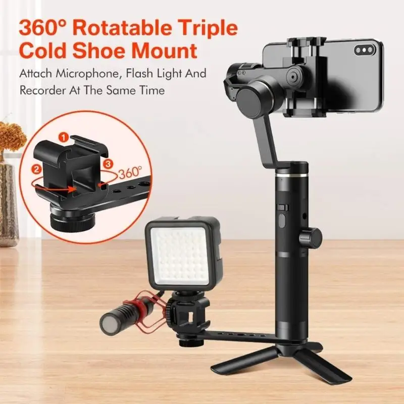 R53C Triple Cold Shoe Camera Bracket Universal 1/4 Thread Mobile Mounts Accessory