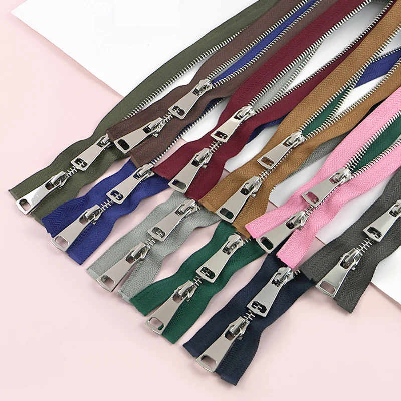 

1/2Pcs 70cm Colored Metal Zipper Double-Slider Zippers Sliver Teeth Open-End Zip Clothing Sewing Zips Repair Kit DIY Accessories